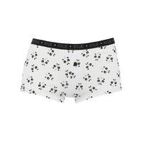 Teen Girls Soft Stretch Cotton Blend Panda Print Elasticated Waistband Boxer Briefs - White