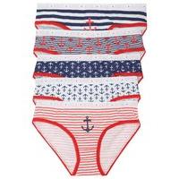 Teen girl nautical anchor and stripe design elasticated waist pull on kylie branded briefs five pack - Multicolour