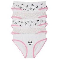 Teen girl panda print pure cotton spot print elasticated waist briefs five pack - White