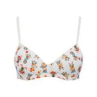 Teen girls everyday fun circus pug design non wire bra with adjustable straps - White