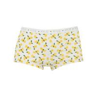Teen girl cotton blend lemon print stretch branded waistband button detail boxer briefs - Yellow