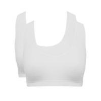 Teen girls white stretch seam free scoop neck racer back first bra top - 2 pack - White