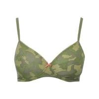 Teen Girl cotton rich camo print pink bow applique lightly padded non wire bra G - Green