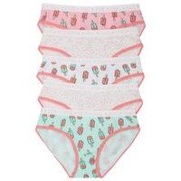 Teen girl pink and white ice lolly and spot print branded elasticated waistband briefs five pack - Multicolour
