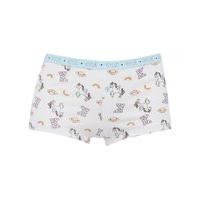 Teen Girls Soft Stretch Cotton Unicorn Planet And Rainbow Print Elasticated Waistband Boxer Briefs - White