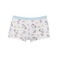 Teen Girls Soft Stretch Cotton Unicorn Planet And Rainbow Print Elasticated Waistband Boxer Briefs - White