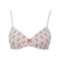 Teen girls polka dot and red anchor print design non wire bra - Multicolour