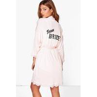 Team Bride Slogan Bridal Robe - blush