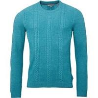 Ted Baker Mens Coppul Cabled Sweater Mid Green