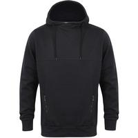 Tetra Pullover Hoodie with Ribbed Panels in Dark Navy - Dissident