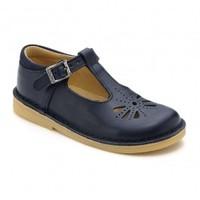 Tea Party, Navy Blue Leather Girls T-bar Buckle Sandals