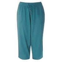 teal linen blend crop trousers others