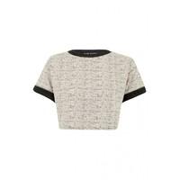 TEXTURED ROLL SLV CROP SWEAT