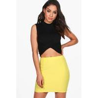 textured panel mini skirt yellow