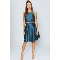 Teal 2 In 1 Midi Dress With Embellishment