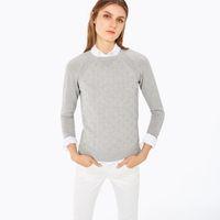 textured dot crewneck jumper light grey melange