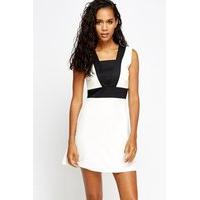 Textured Contrast Swing Dress