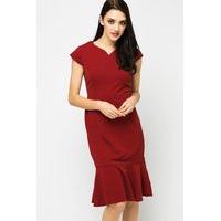 Textured Frilled Hem Smart Dress