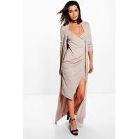 Texture Wrap Midi Dress Co-ord - champagne