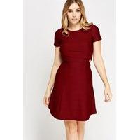 textured cut side skater dress