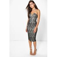 Tess Metallic Lace Bandeau Dress - black