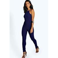 Textured Crepe Strappy Jumpsuit - cobalt