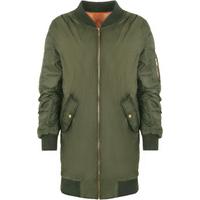 Tegan Long Bomber Jacket - Green