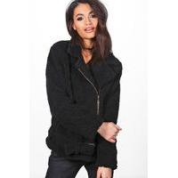 Teddy Fur Biker Jacket - black