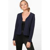 Textured Crop Edge To Edge Jacket - navy