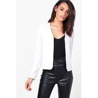 Textured Crop Edge To Edge Jacket - white