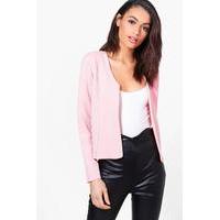 textured crop edge to edge jacket coral