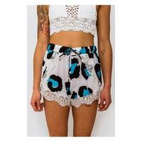 Tempest Eyelash Lace Trim Shorts In Blue