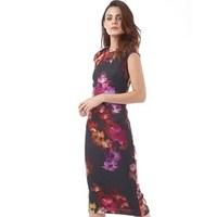 ted baker womens catina cascading flora midi dress black