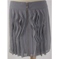 Ted Baker Size 4 (UK Size 14) Silver Grey Mini Skirt with Ruffled Front Panel Detail