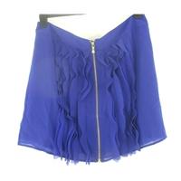 Ted Baker Size 16 Sheer Electric Blue Skirt With Frill Detail