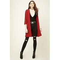 Textured Open-Front Duster Coat