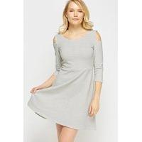 textured cold shoulder skater dress