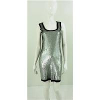 ted baker size 12 cocktail dress in black with full silver sequin deta ...