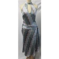 Ted Baker Size 10 100% Silk Blue Geometric Print Dress Ted Baker - Size: 10 - Blue - Calf length