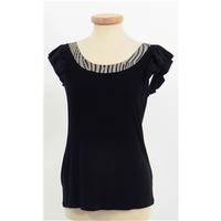Ted Baker Size S Black and Silver Cap Sleeved Top
