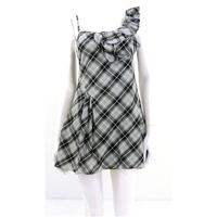 Ted Baker US Size 1 (UK Size 6/XS) Grey Checked Plaid Ruffle Shoulder Mini Dress