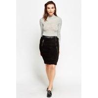 teddy bear contrast midi skirt