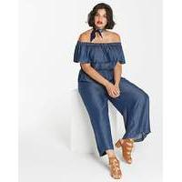 Tencel Denim Bardot Culottes Jumpsuit