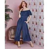 Tencel Denim Bardot Culottes Jumpsuit