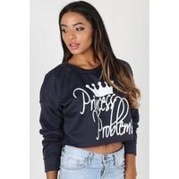 Tessa Princess Problems Slogan Print Crop Top