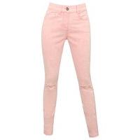 teen girl pink acid wash ripped knee skinny jeans pink