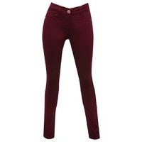 Teen girl berry full length weekend coloured button and fly skinny jeans - Burgundy