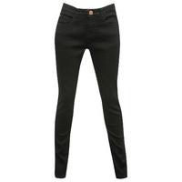 Teen girls classic full length five pocket gold trim detail skinny leg denim jeans - Black