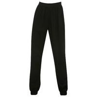 Teen girl 100% viscose plain black paisley pattern side panel cuffed ankle harem trousers - Black