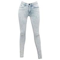 Teen girl light wash denim ripped knee full length skinny jeans - Scroll White
